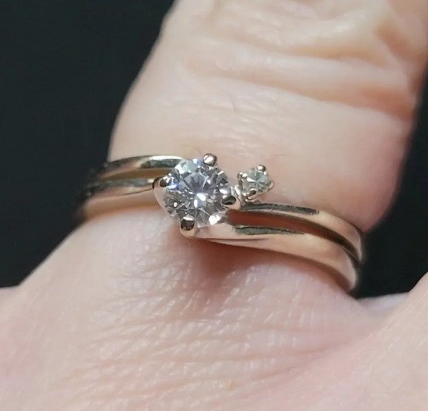14k White Gold 2 Piece Diamond Wedding Set Size 5.5