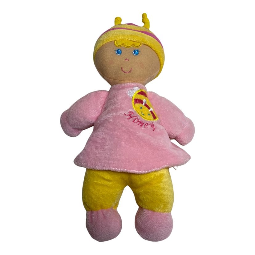 Target Levatoy Plush Girl Baby Doll with RARE Pink Honey Bee Outfit