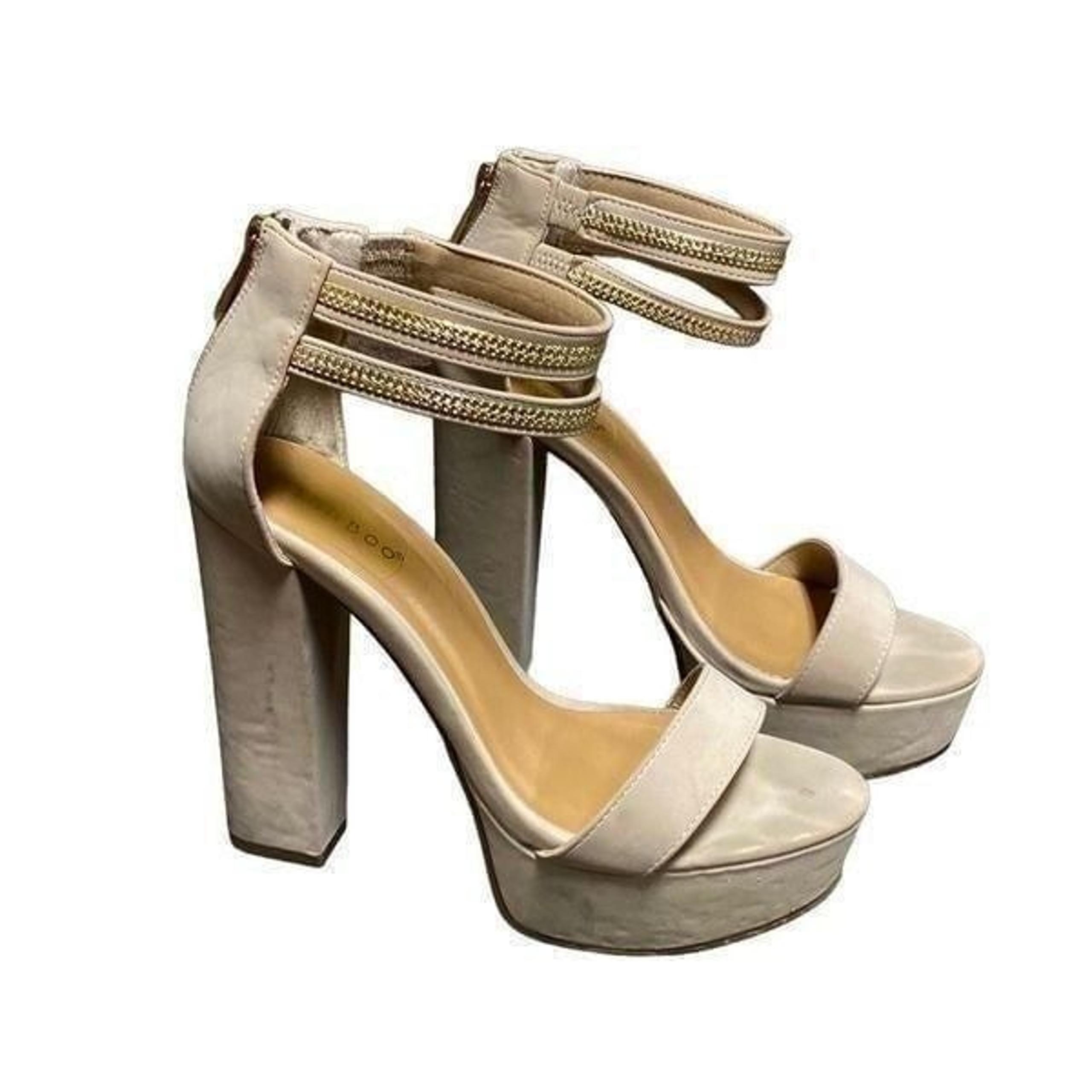 Taupe Faux Suede Platform Sandal Block Heel Size 8 - Bamboo