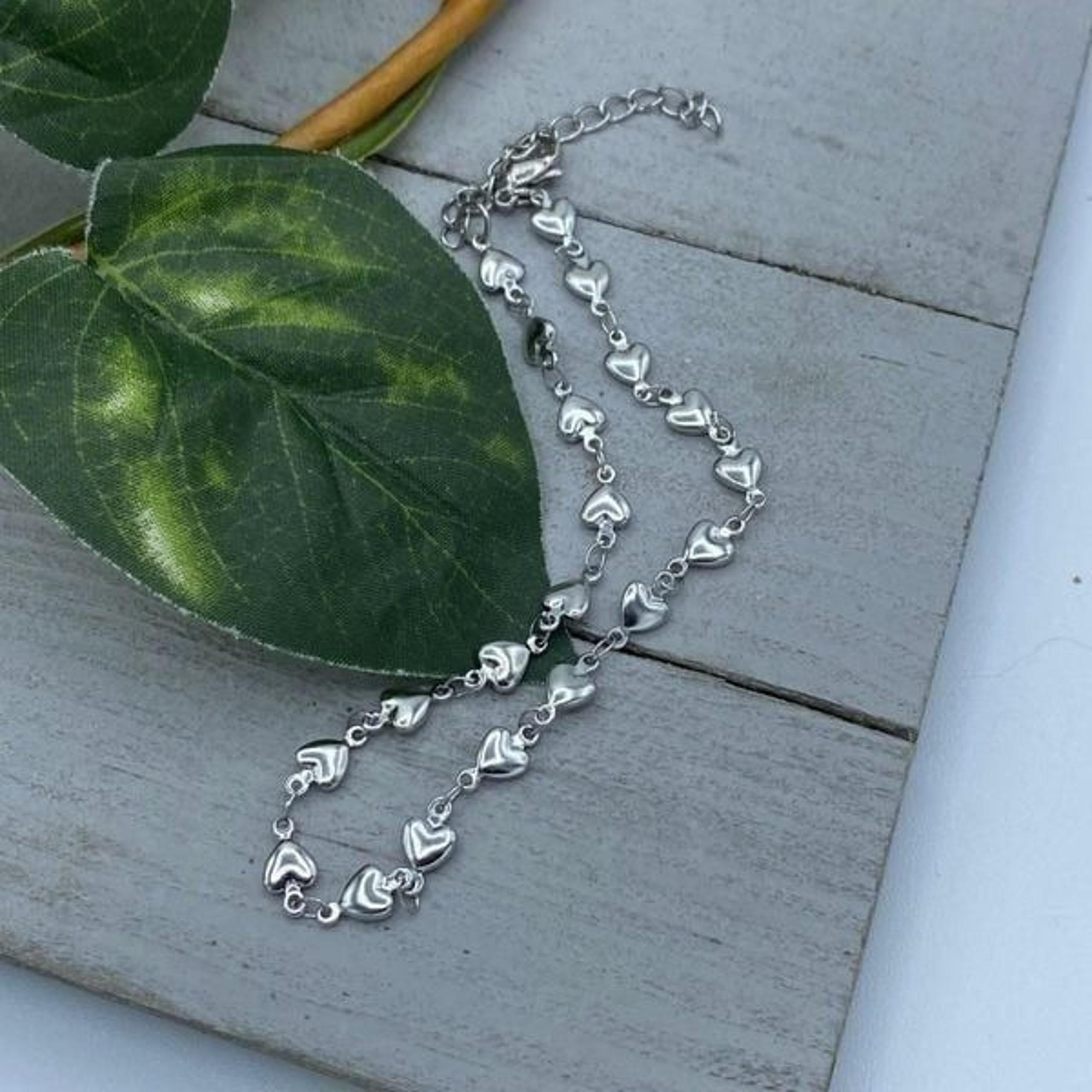 Stainless Steel Anklet With Dangling Hearts Ankle Bracelet