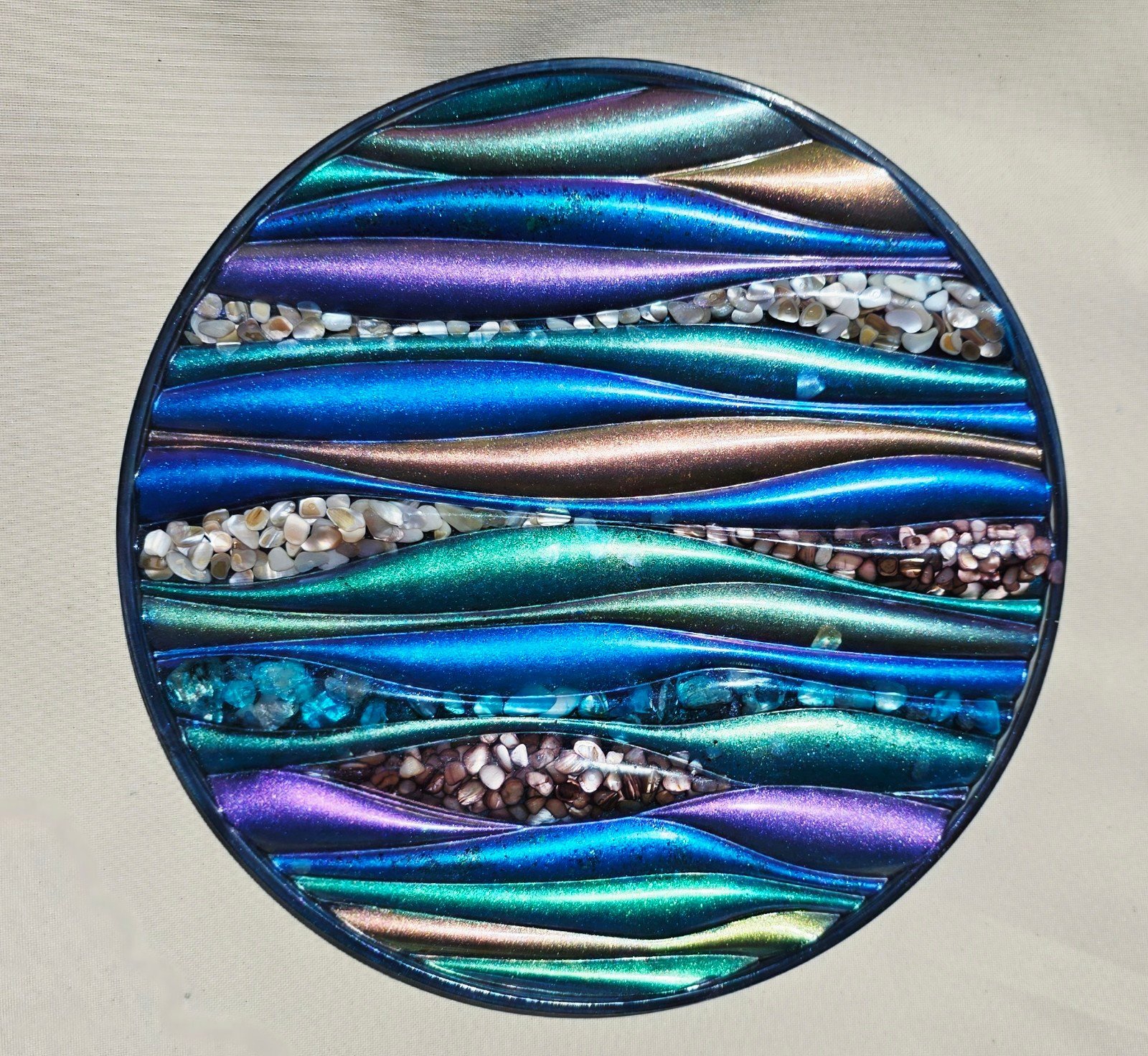 Round Resin Wave Art