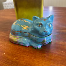 Vintage Limoges Papillon Cat Box with original tags