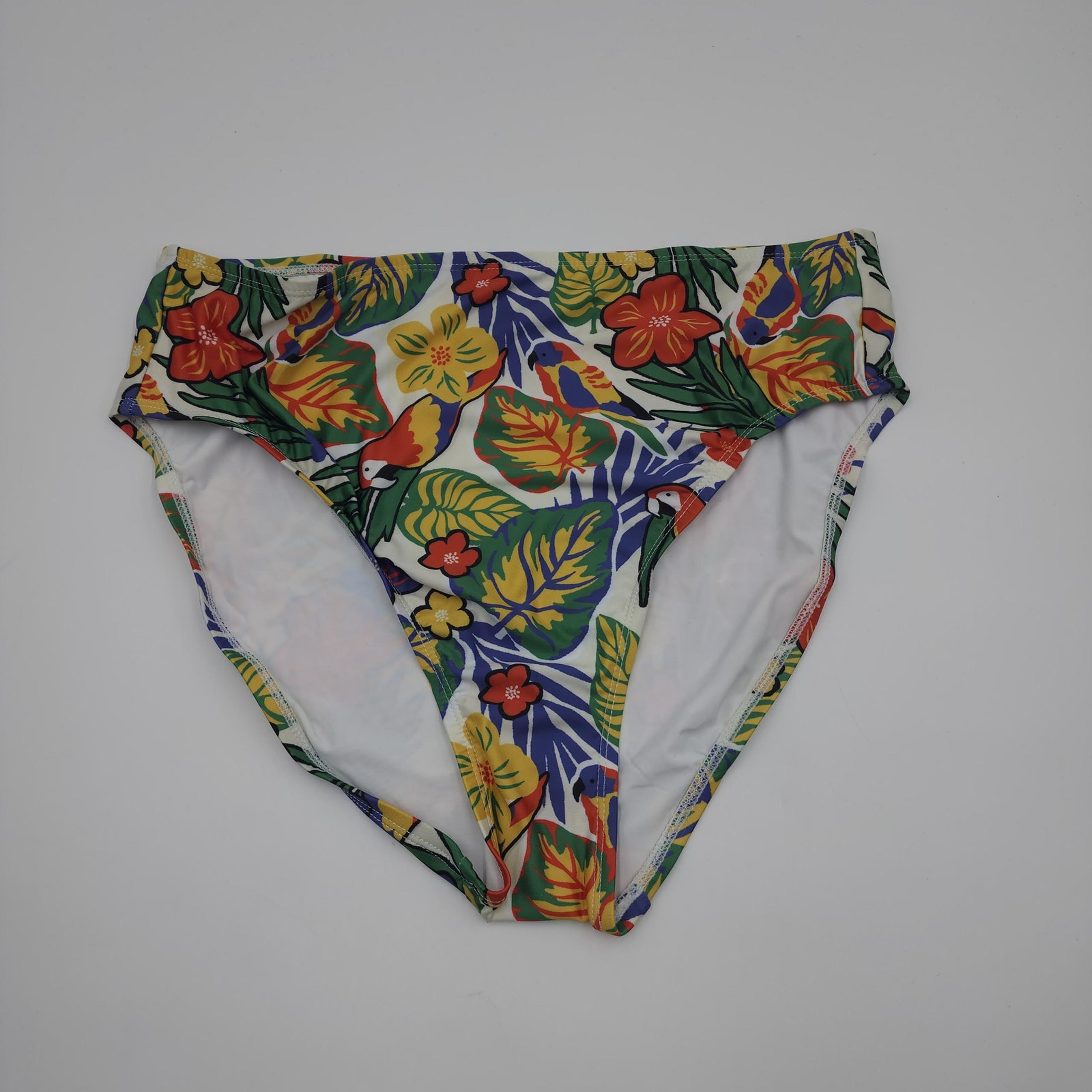 Modcloth The Franky High-Waisted Bikini Bottom in White Critter Floral Size XL