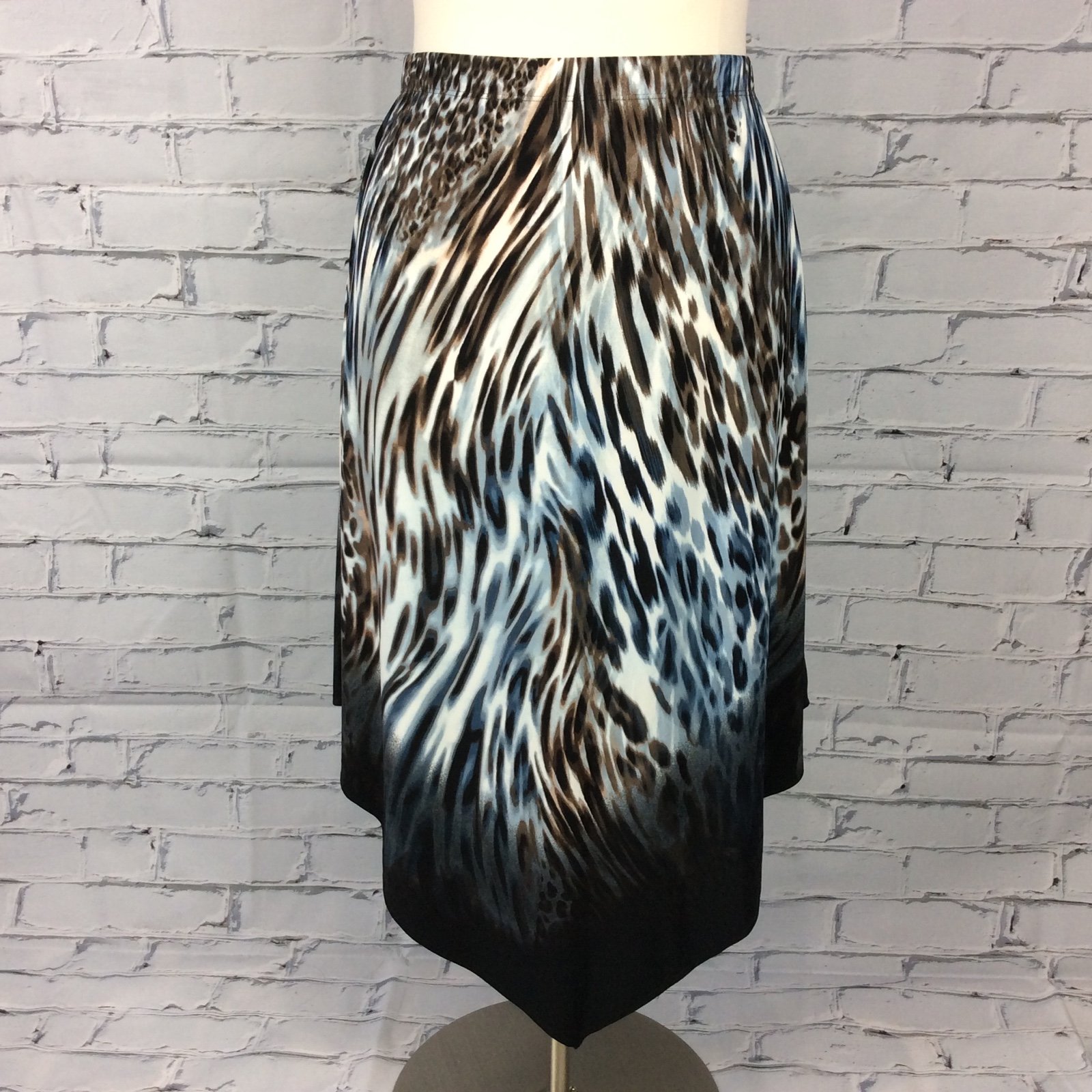 Chico’s Animal Print Asymmetric Hem Skirt, Size 3P