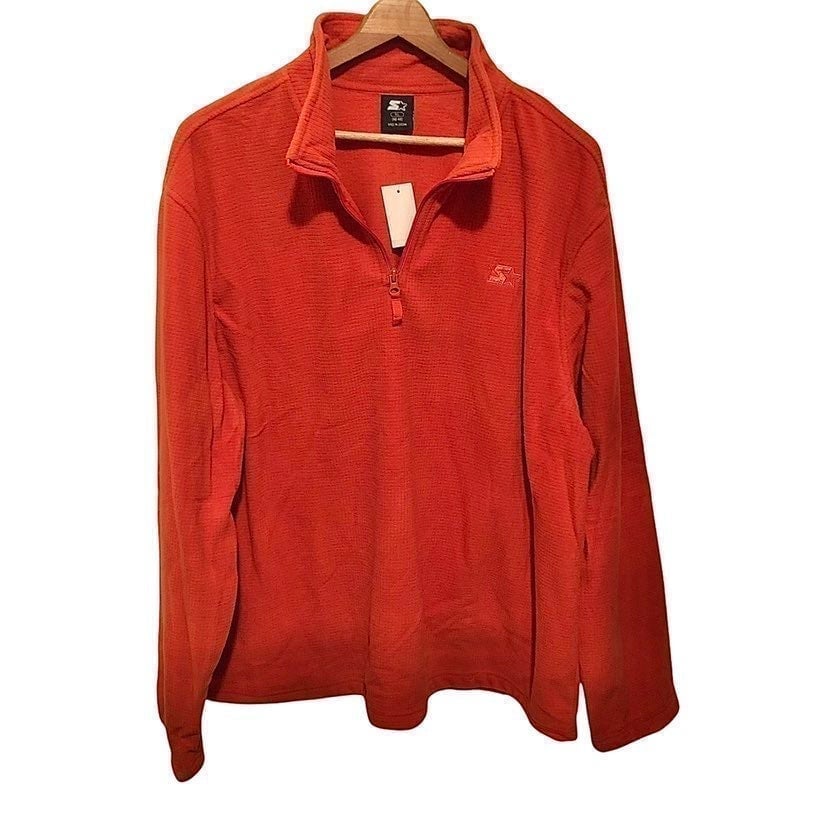 STARTER Vintage Orange 1/4 Zip Pullover Sweater Fleece Jacket Men’s XL NWT