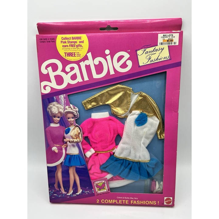 Barbie Fantasy Fashions 2 Doll Outfits Dress Shoes Mattel Vintage 1991