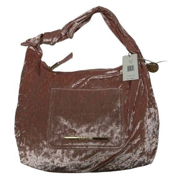 Steve Madden pink crushed velvet hobo bow shoulder bag NEW