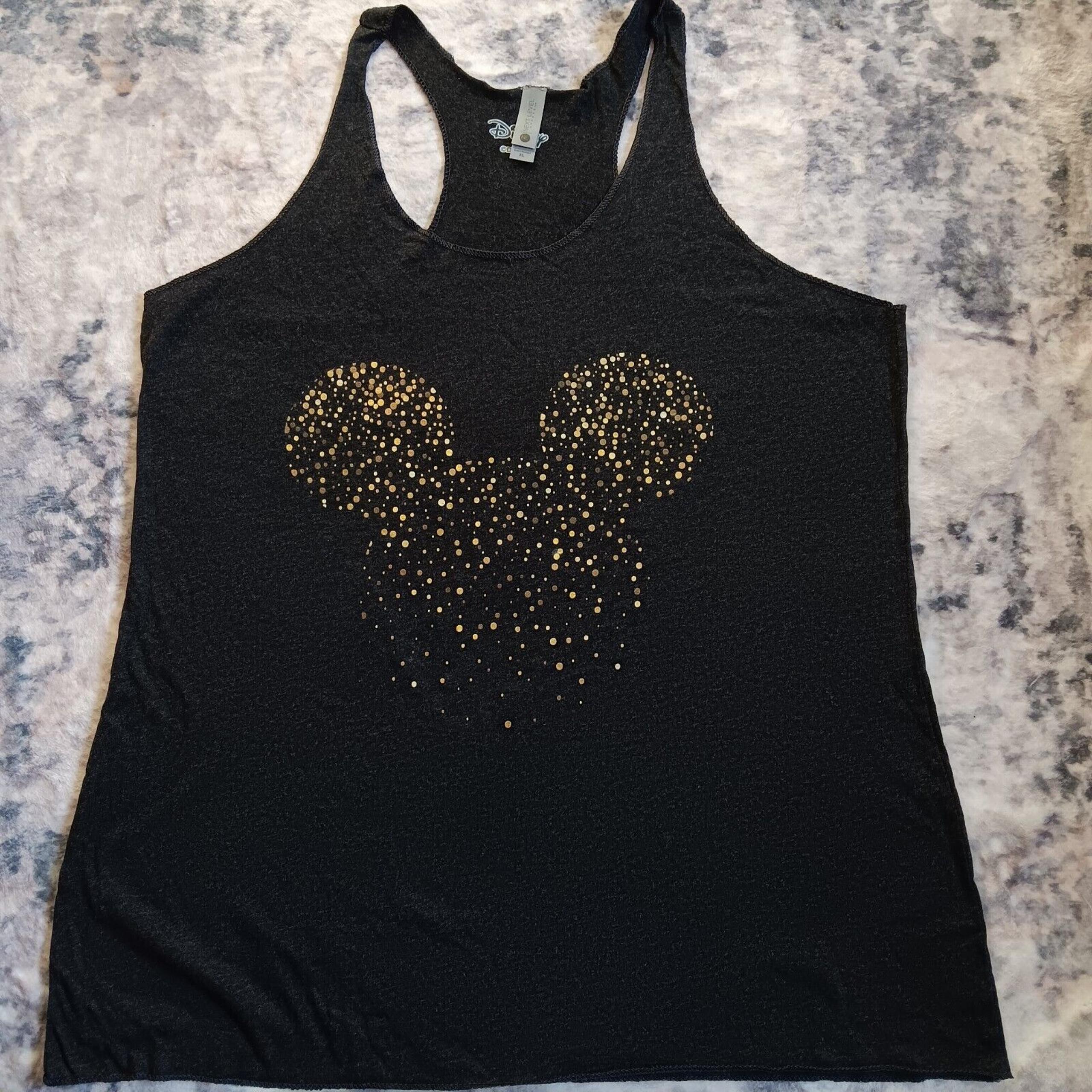 Disney Gold Mickey Ears Racerback Charcoal Gray Tank Sz XL (2 for 1 DEAL)