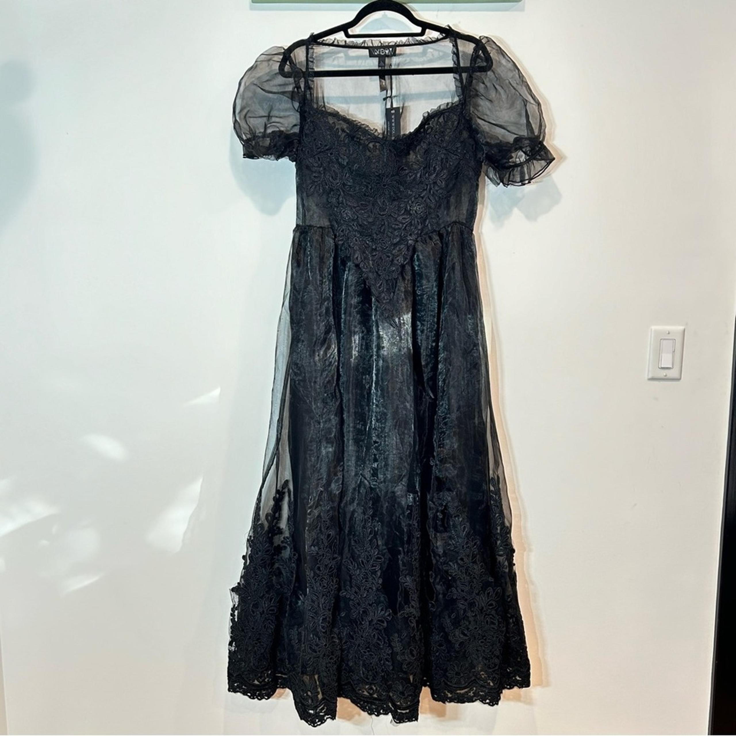 WIDOW SABLE ROSE SANCTUARY Gothic MAXI DRESS women’s large *flawed