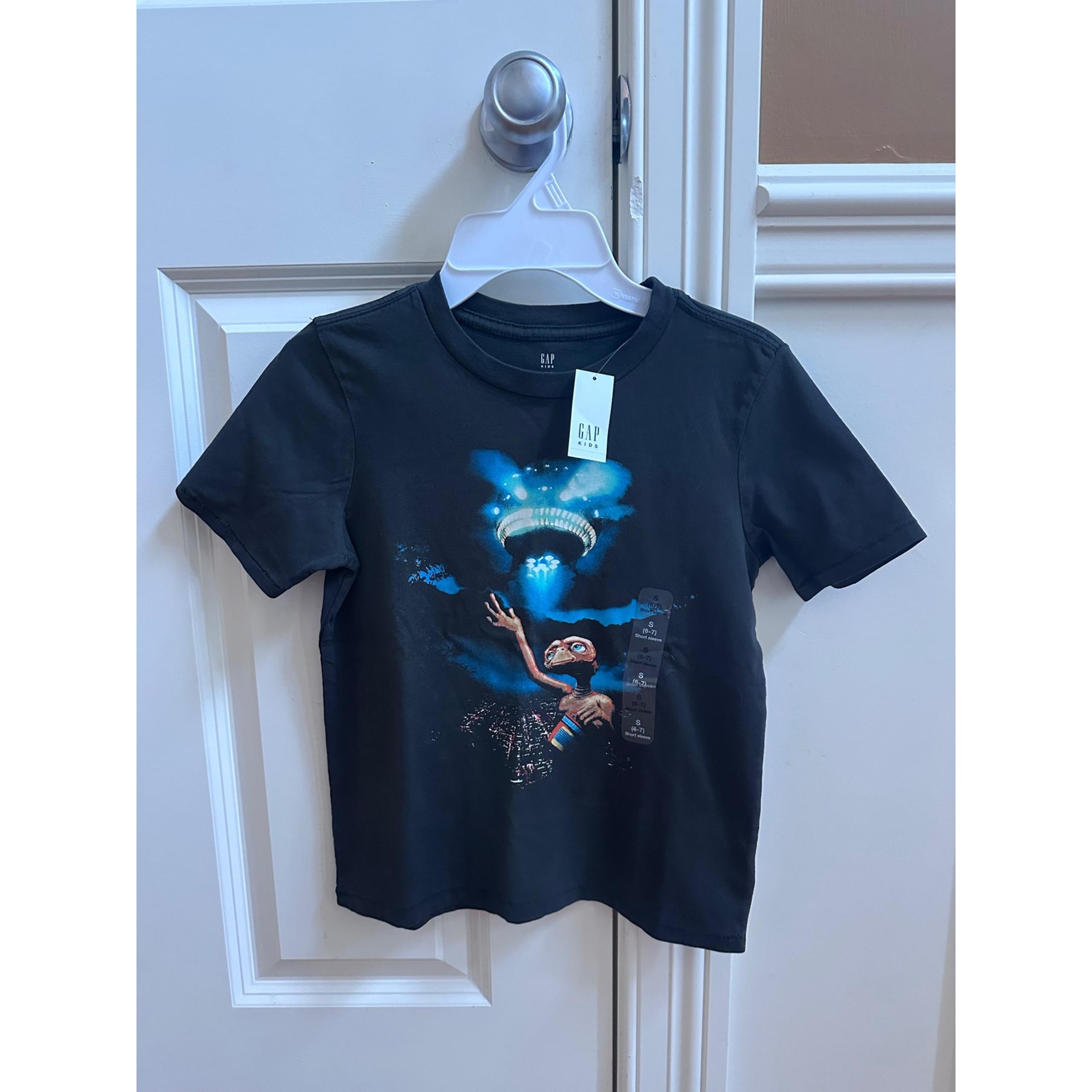 Boys/ Girls GAP Kids E.T Graphic T-Shirt UFO Short Sleeve Black Top Size S (6-7)
