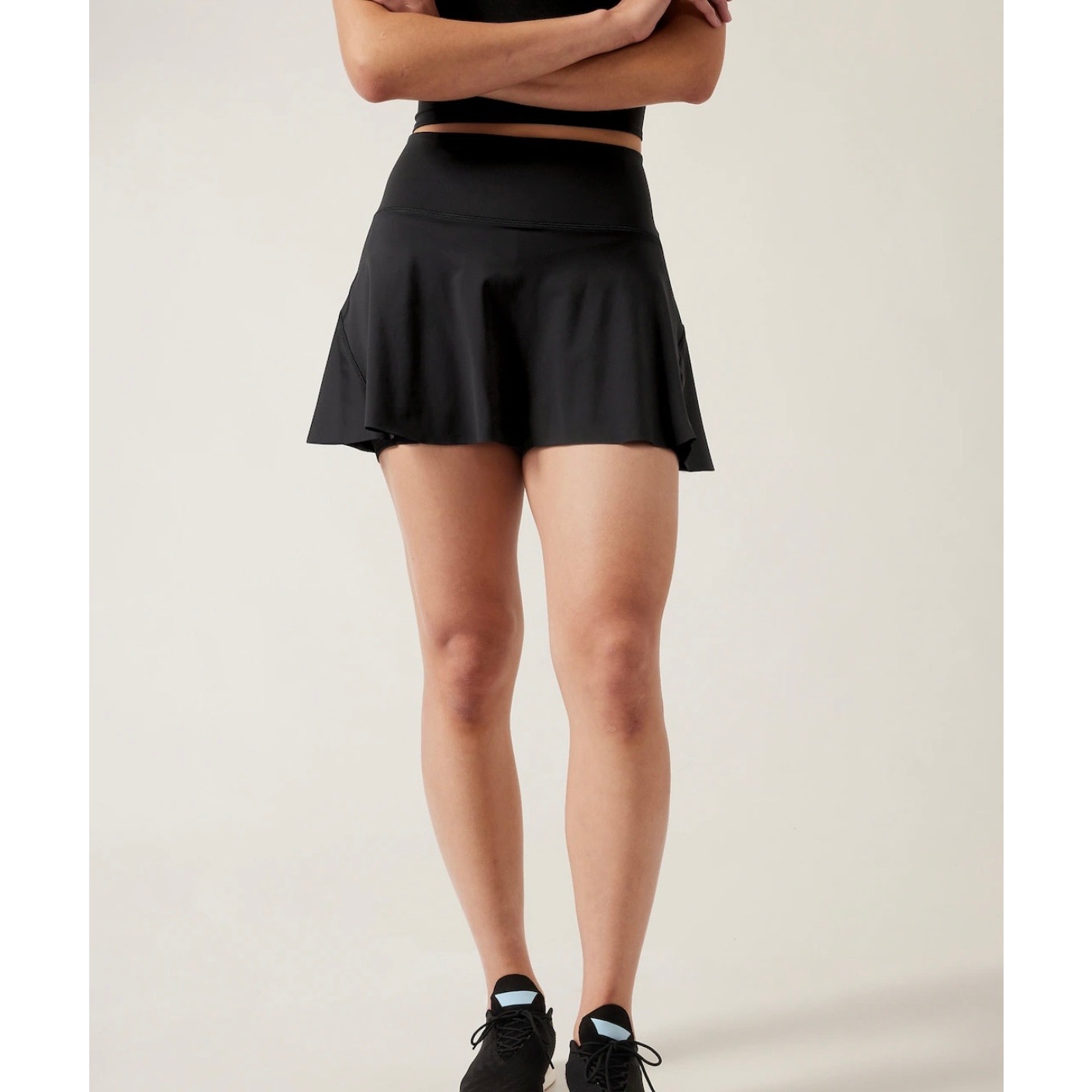 Athleta Black High Rise Ace Tennis Running Golf Zip Pocket 13.5 Skort Size XL