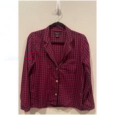 MADEWELL Red Gingham Plaid Button Down Pajama Top