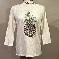 Tommy Bahama Sequin Pineapple Lux Cotton 3/4 Sleeve Shirt