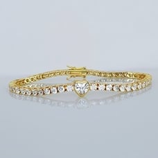 14K Gold Womens 2ct Diamond Heart Tennis Bracelet 7.5 Ladies Authentic Jewelry