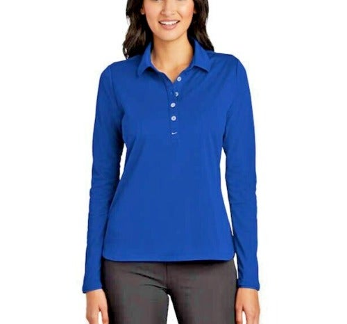 Nike Golf Dri-Fit Long Sleeve Ladies Polo Shirt Size XL -Blue Sapphire-