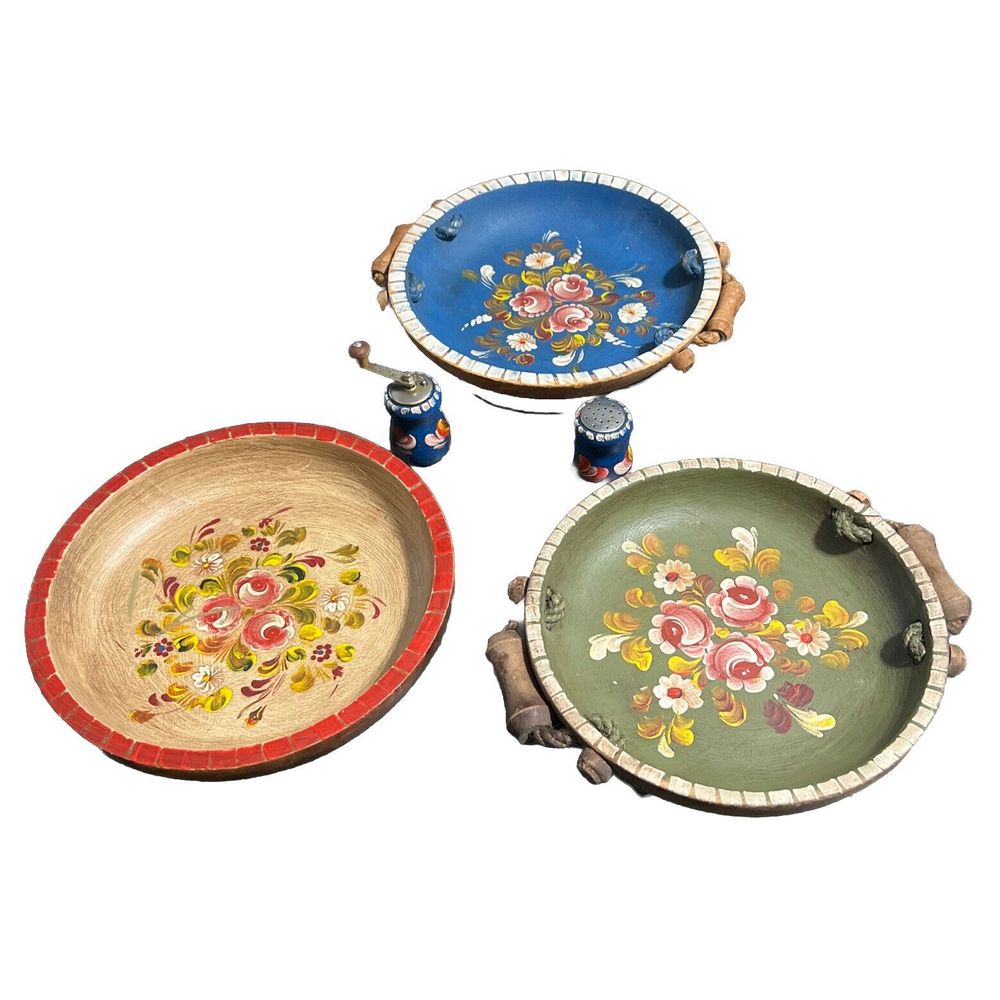 Ernst Huber German crafted wooden Plates/bowls and Salt And Pepper Skaters