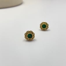 Small Faux Emerald Stud Earrings for Women