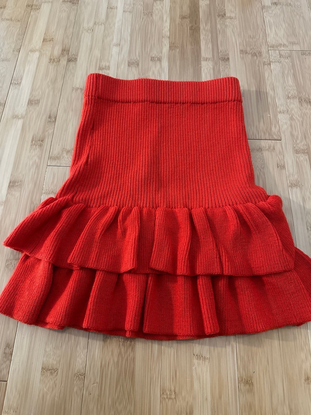 Misha & Puff block skirt merino wool red 8/9 NWT