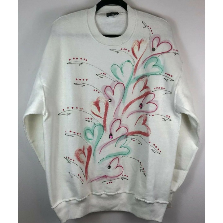 Vintage 50/50 Cabin Creek Womens XL Sweatshirt Splatter Puff Paint Post Mod 80's