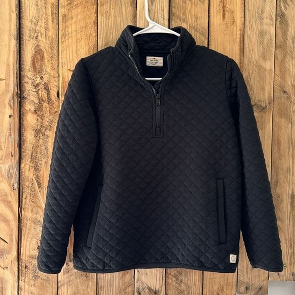 Marine Layer Women's Size Small Corbet Quarter Zip Pullover Black