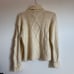Vintage Neiman Marcus Hand Knit Cream Cable Knit Turtleneck Pullover Sweater S