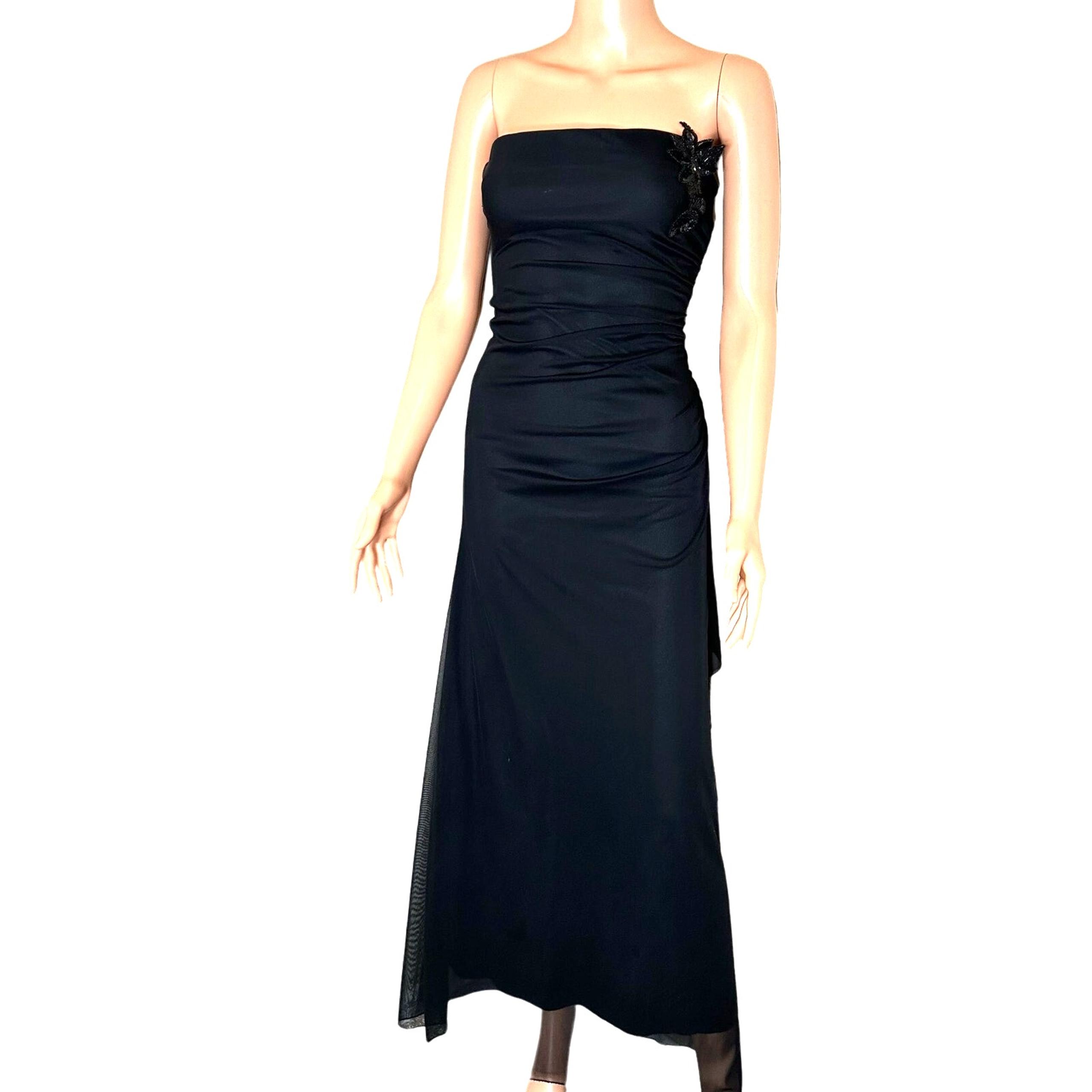 Vintage City Triangles dress maxi form fitting bod con ruched sides embellish SM