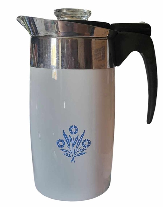 Corning Ware Blue Cornflower 10 Cup Electric Coffee Pot Maker Percolator w/ Cord