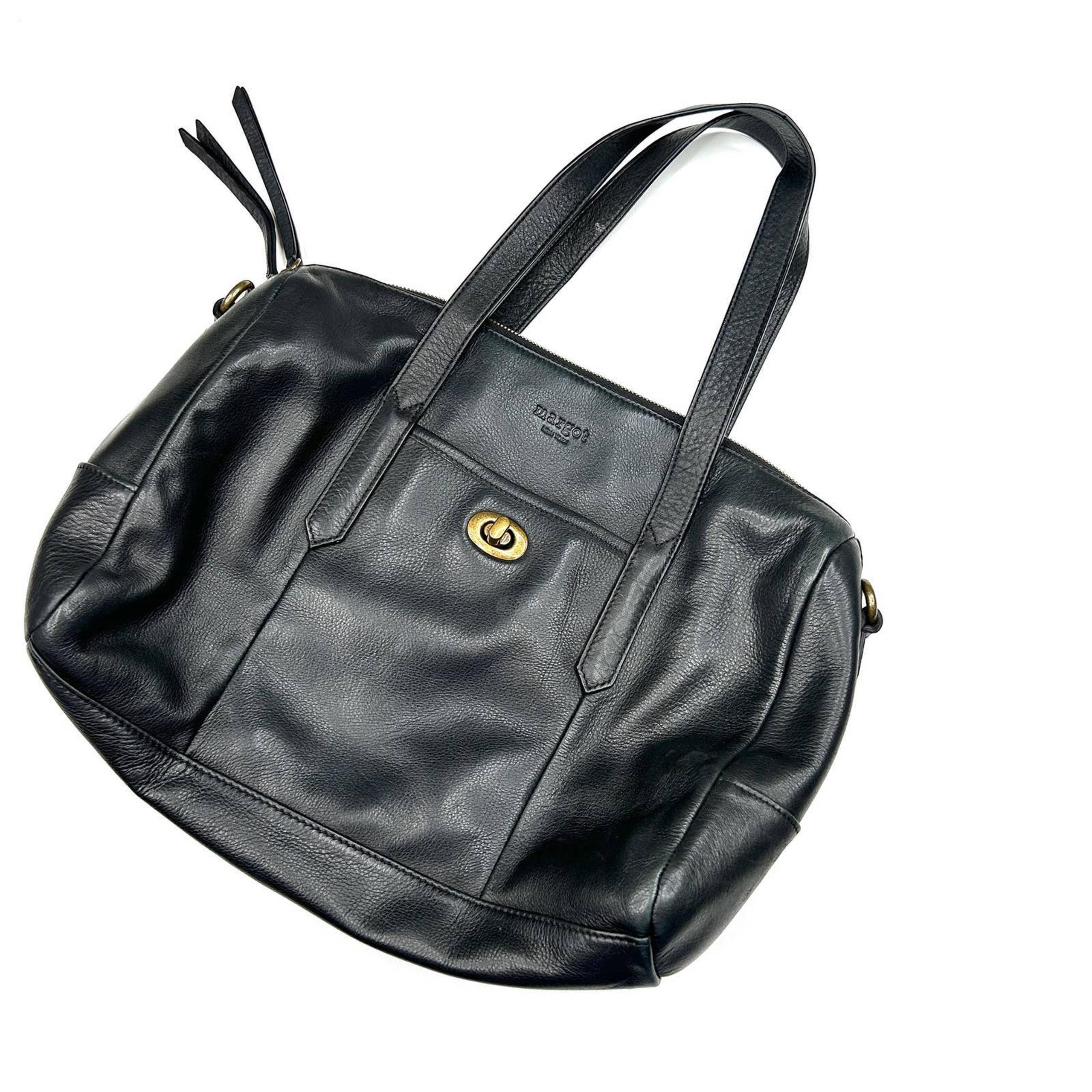 Margot | Genuine Leather Black Satchel