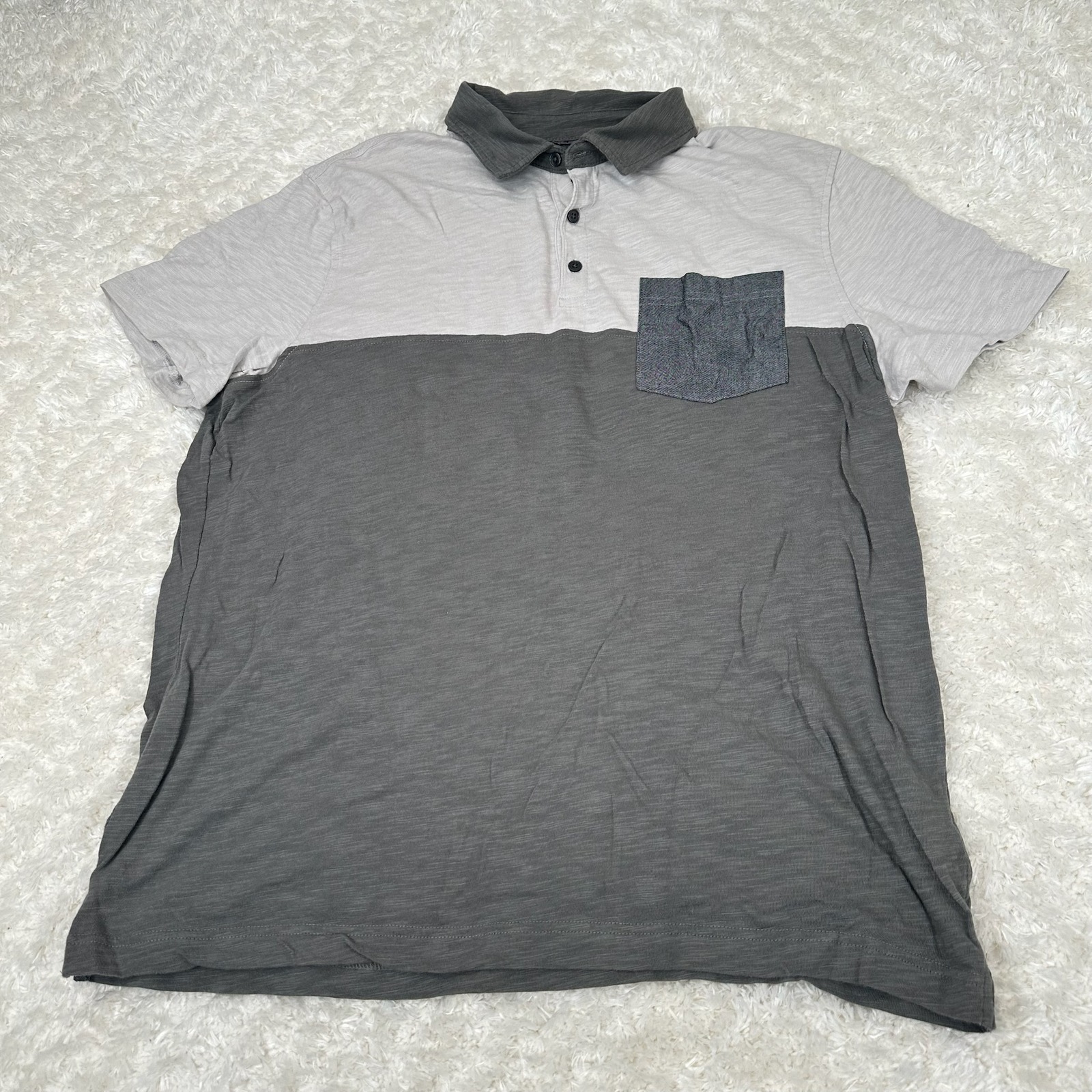 Banana Republic Vintage Men's XL Gray Colorblock SS Polo Shirt Preppy Casual