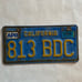 California License Plate 813 BCD BLUE YELLOW