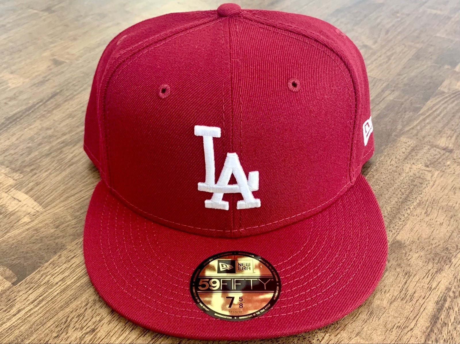 Los Angeles LA Dodgers Hat 7-5/8 New Era 59FIFTY Fitted Cap Crimson Red MLB NEW