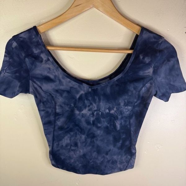 Lululemon Align Tee Cropped Size 4 Diamond Dye Lunar Rock True Navy DD5R 09660