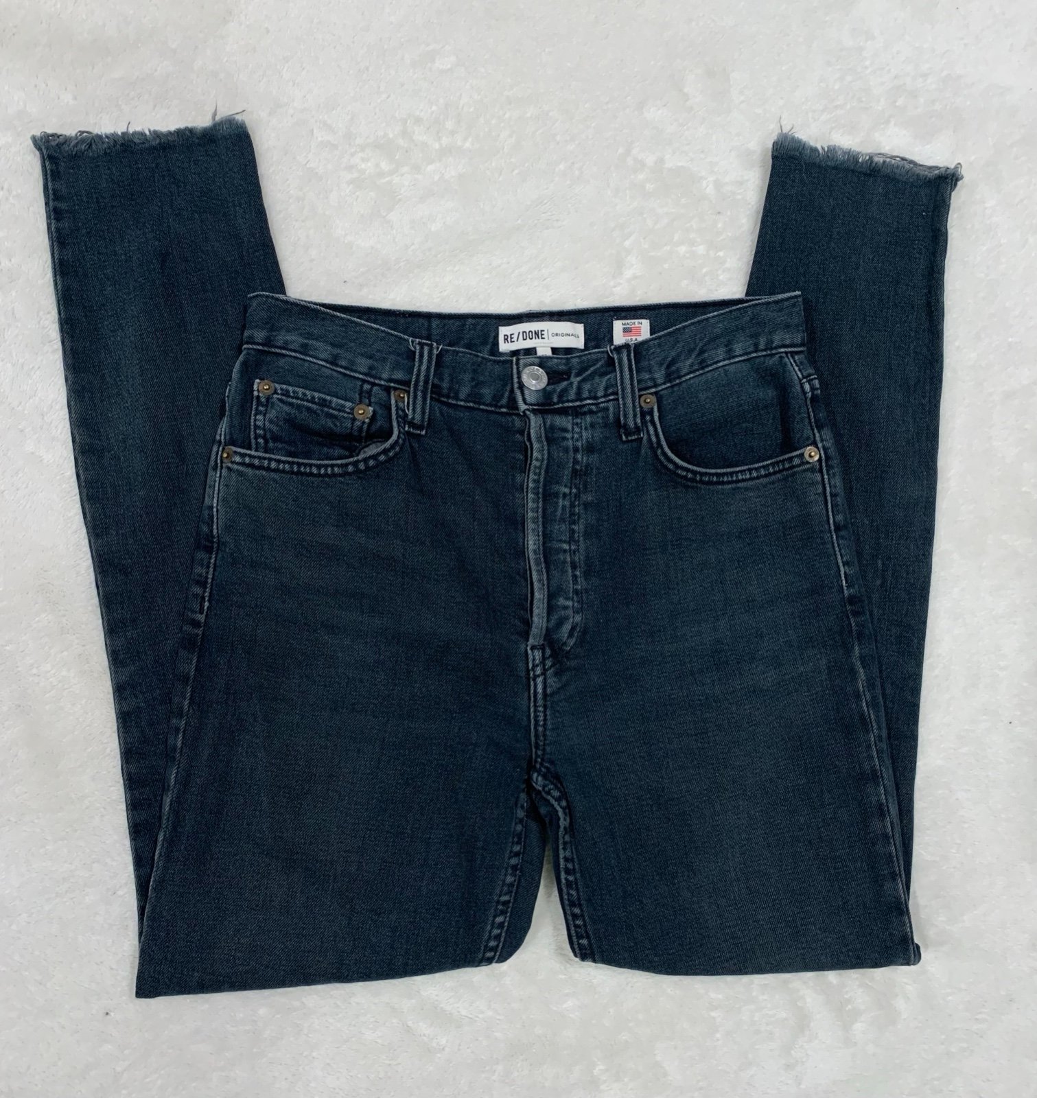RE/DONE Originals Women’s Black High Rise Ankle Crop Button Fly Jeans- Size 27