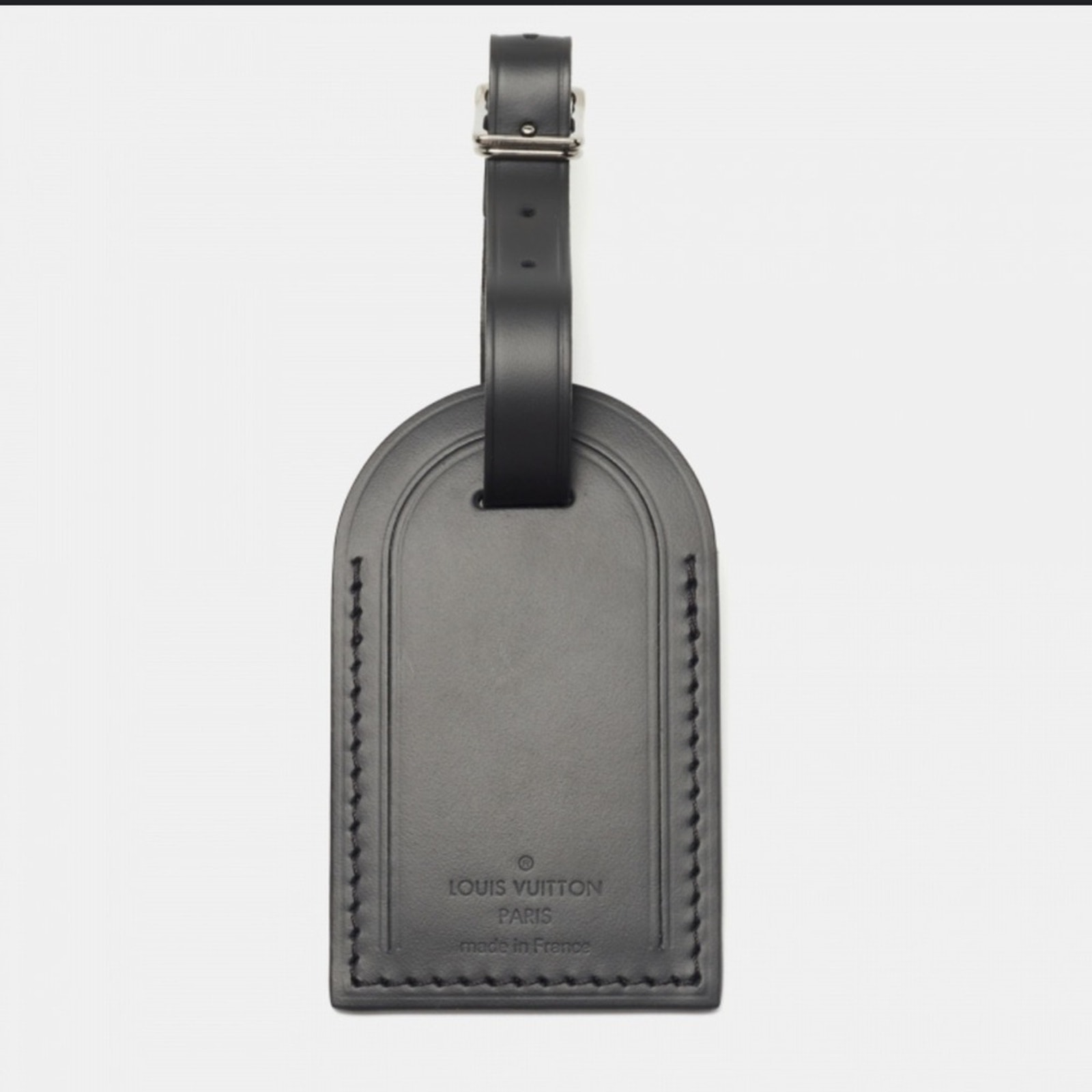 Louis Vuitton Black Leather Luggage Name Tag NEW not stamped