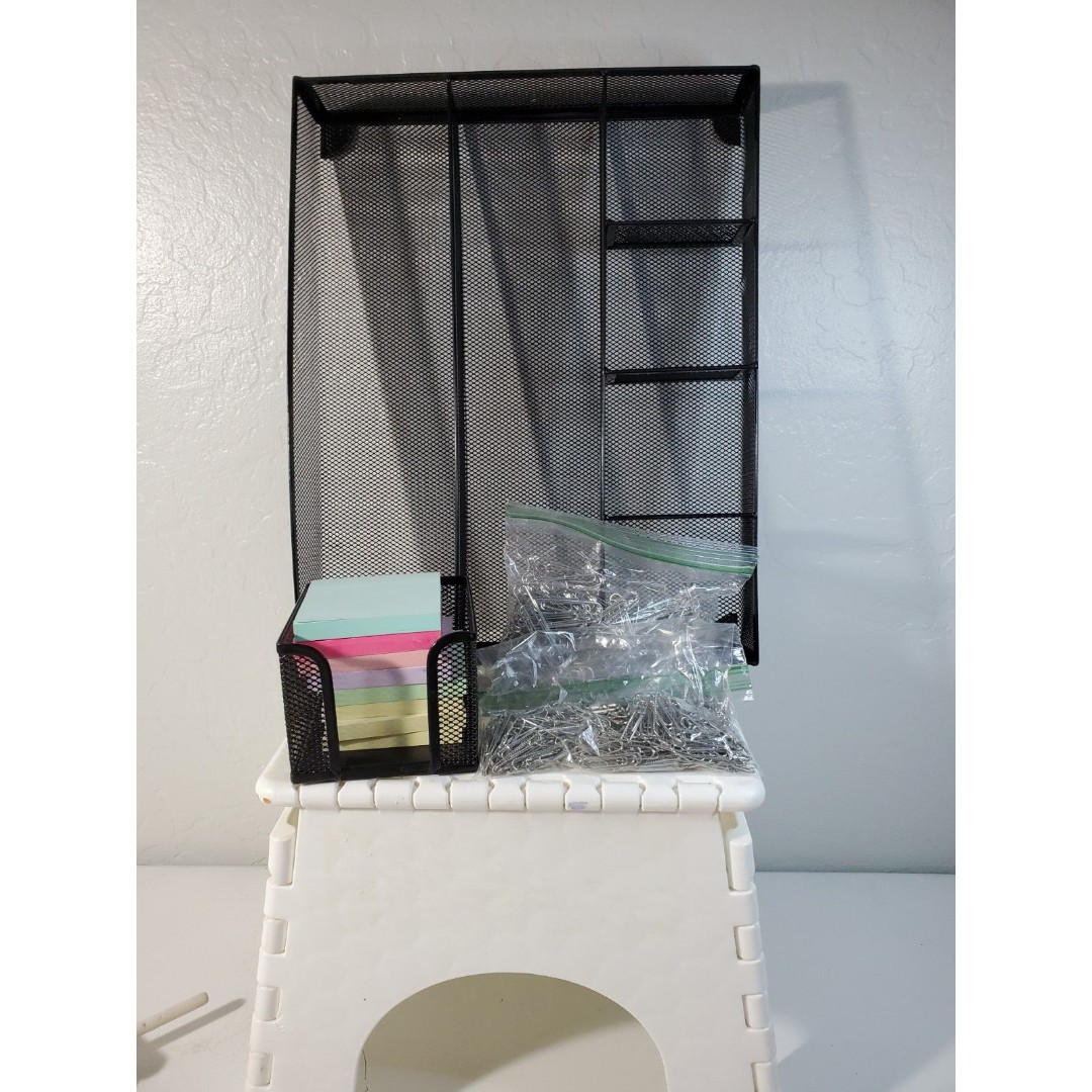 Quick Desk Start-Up with paper clips, note pads and organizer
