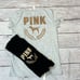 VS PINK Rose Gold Cowl Neck, Campus Tee & Legging Set L