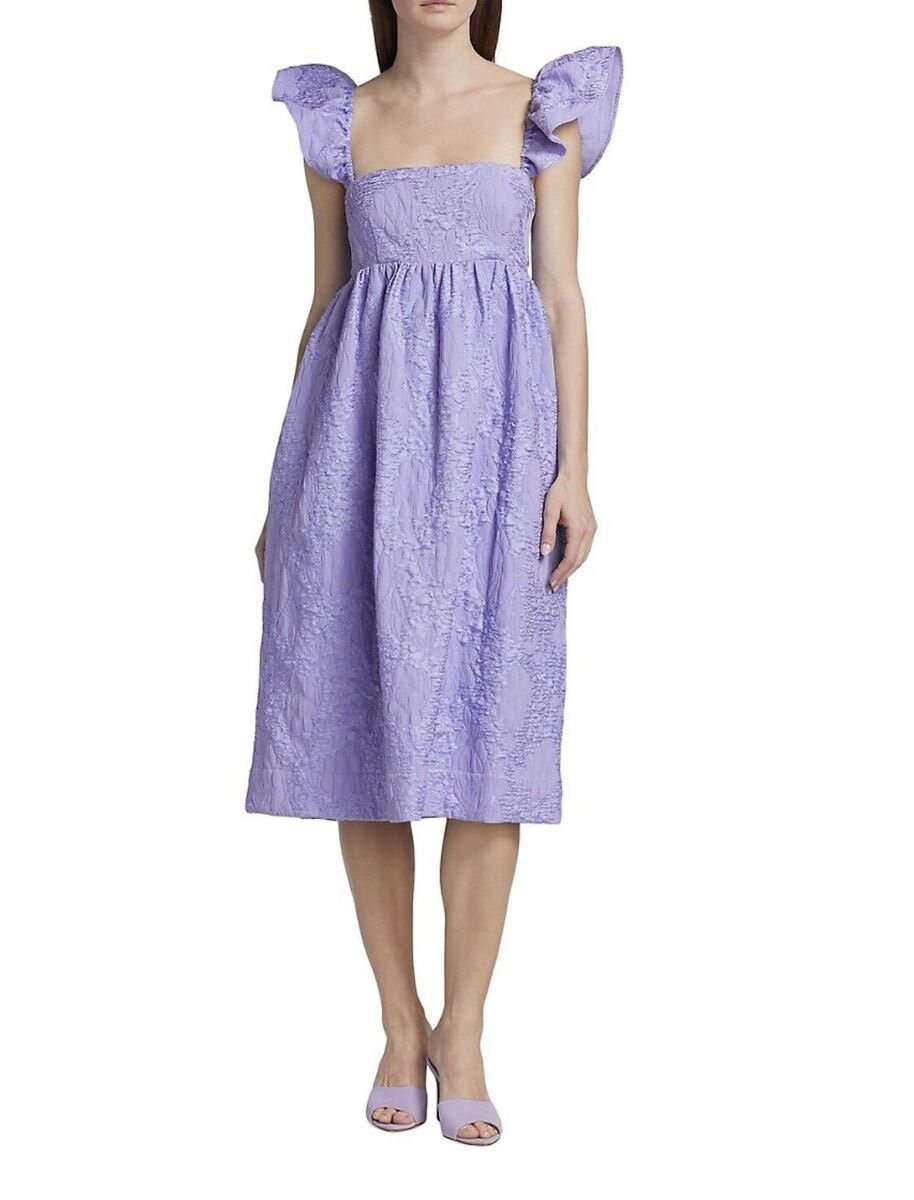 Baum und Pferdgarten Ashaki Jacquard Midi-Dress in Baby Lavender Size 34 NWT