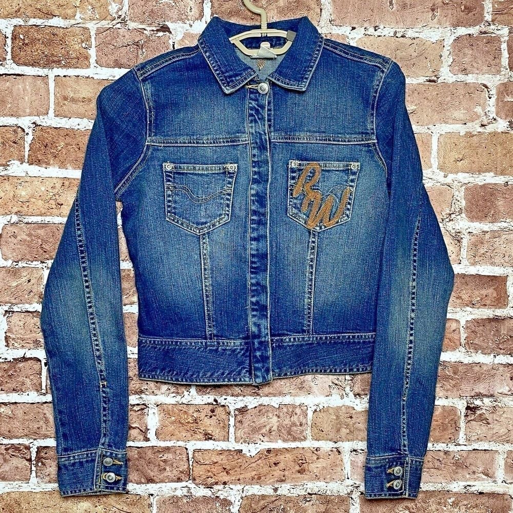 NWT ROCAWEAR Women's Denim Long Sleeve Jacket - Size Medium R97863X Logo