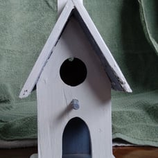 Homemade decorative church birdhouse