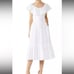 TORY BURCH White Tonal Stripe Cotton Seersucker Dress Size 4