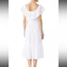 TORY BURCH White Tonal Stripe Cotton Seersucker Dress Size 4