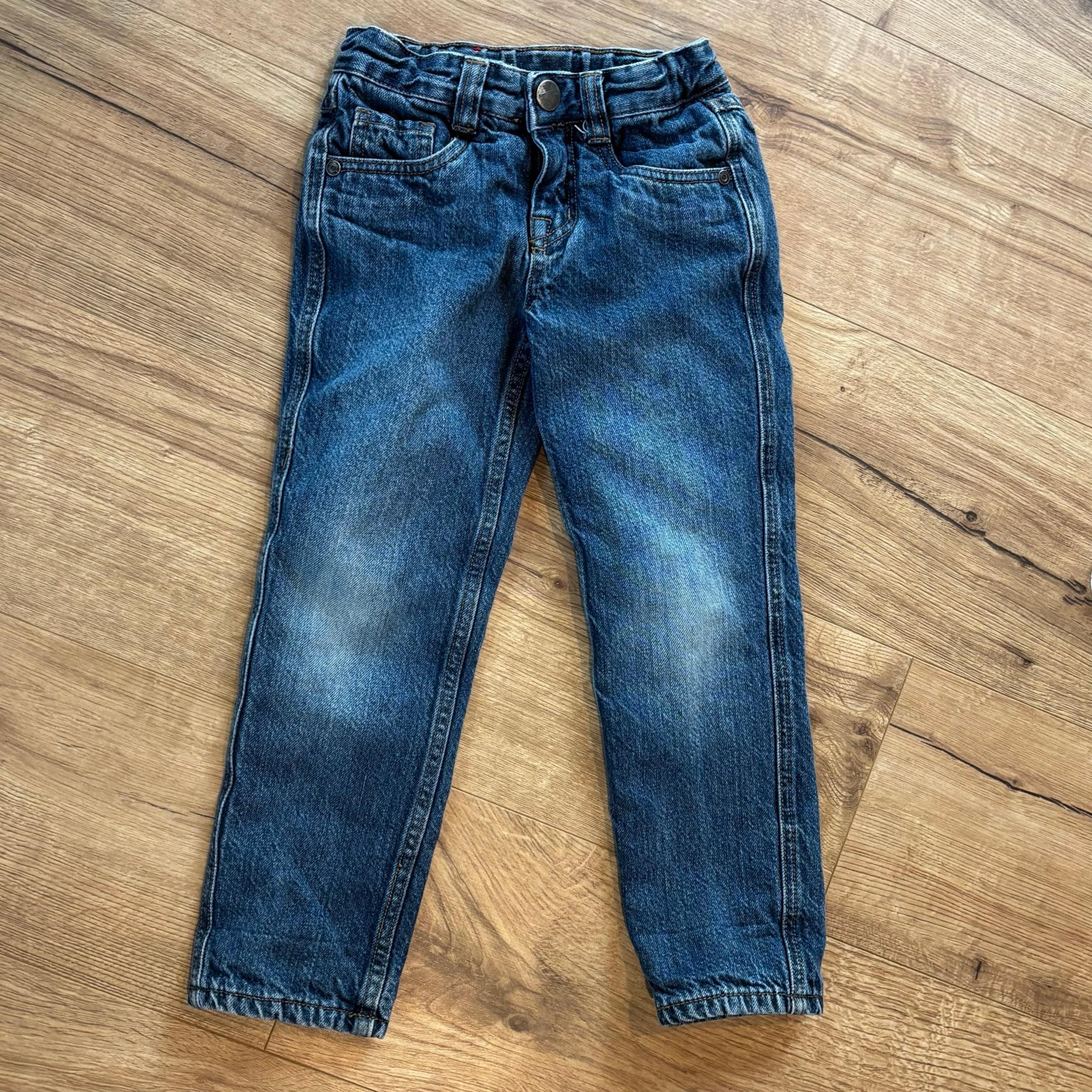 Hanna Andersson Red Flannel Lined Blue Jeans Elastic Waist Kid 110 cm/US 5