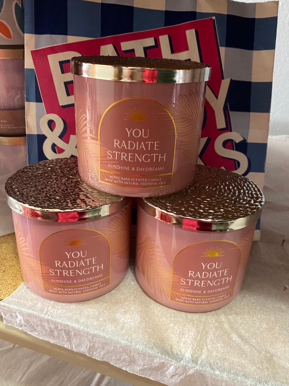 BBW You Radiate Strength Candles X3