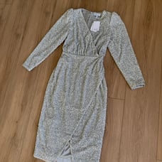 & Other Stories Silver Sequin Dress