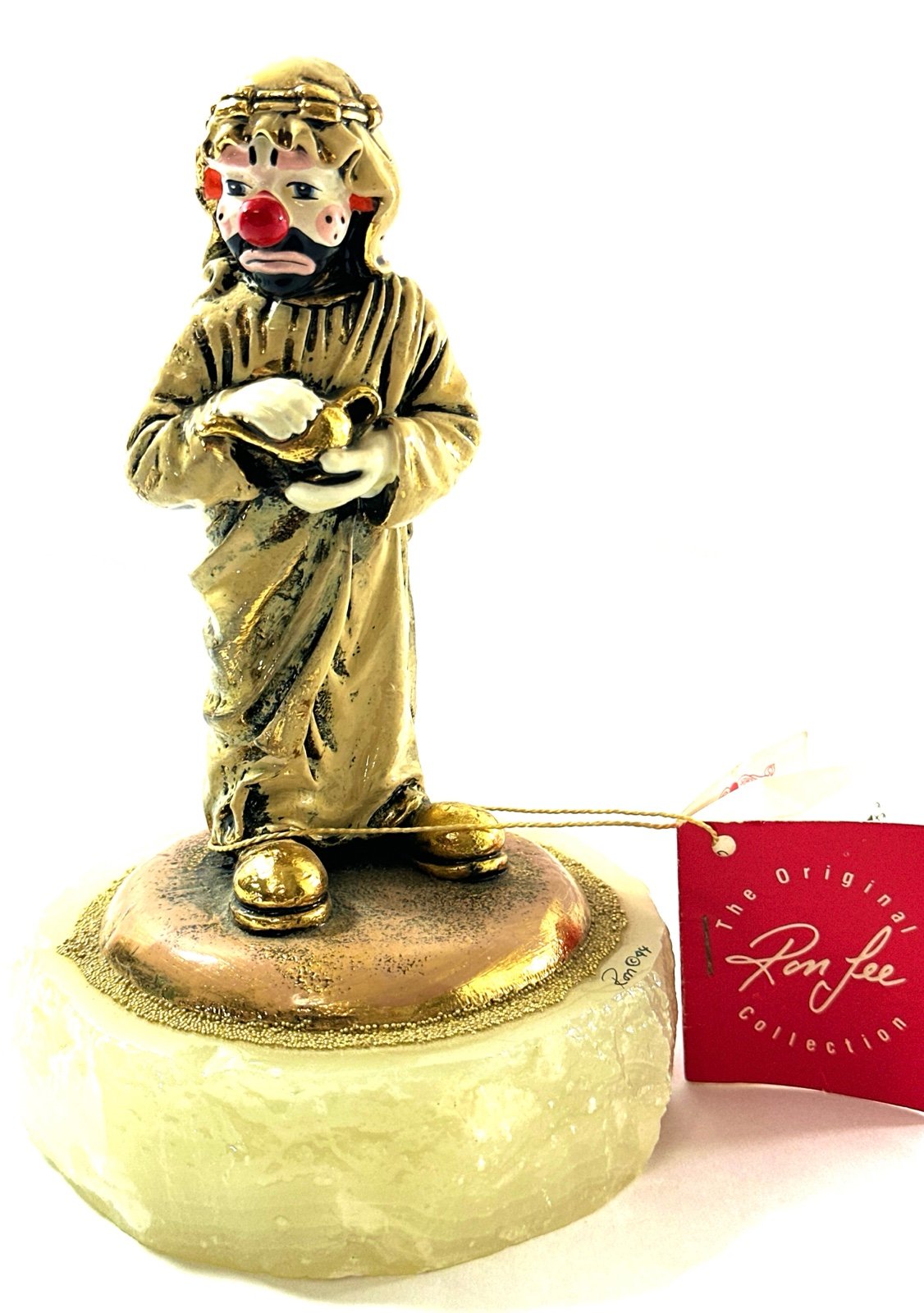 Rare Ron Lee Clown L-415 Hobo Joe In Arabia Sculpture Onyx Base 24K Gold Plated