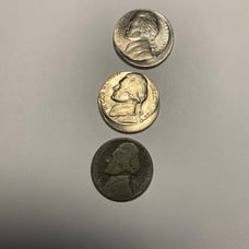 Mint error nickels (2 off strike/ 1 double Monticello