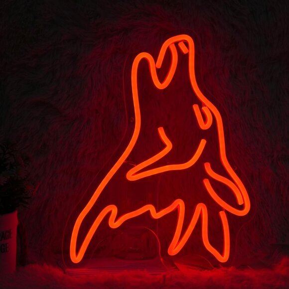 New Red Wolf Neon Sign Dimmable Led Light Up Signs for Wall Decoration
