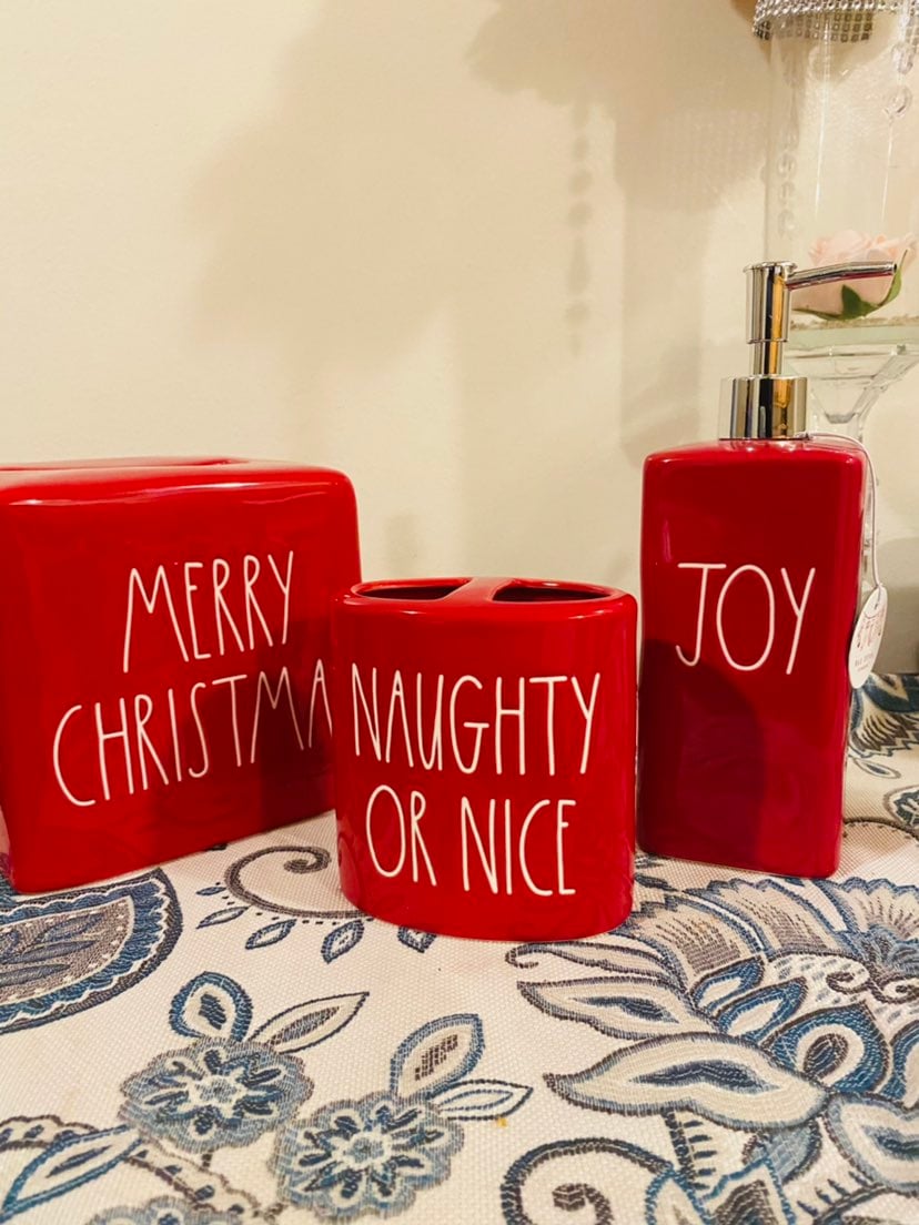 Rae Dunn Christmas Bathroom Set