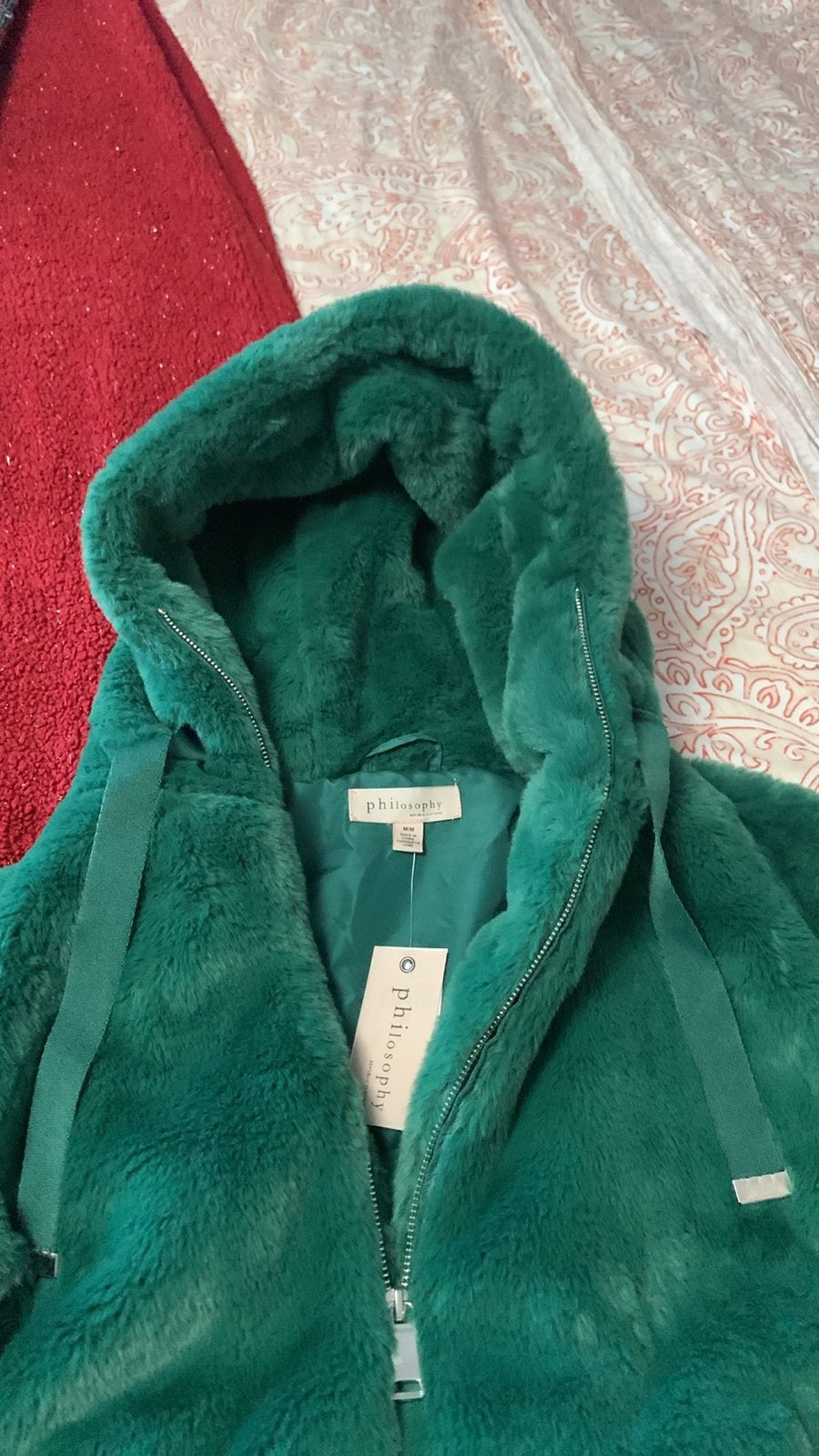 Philosophy faux fur jacket with hoody