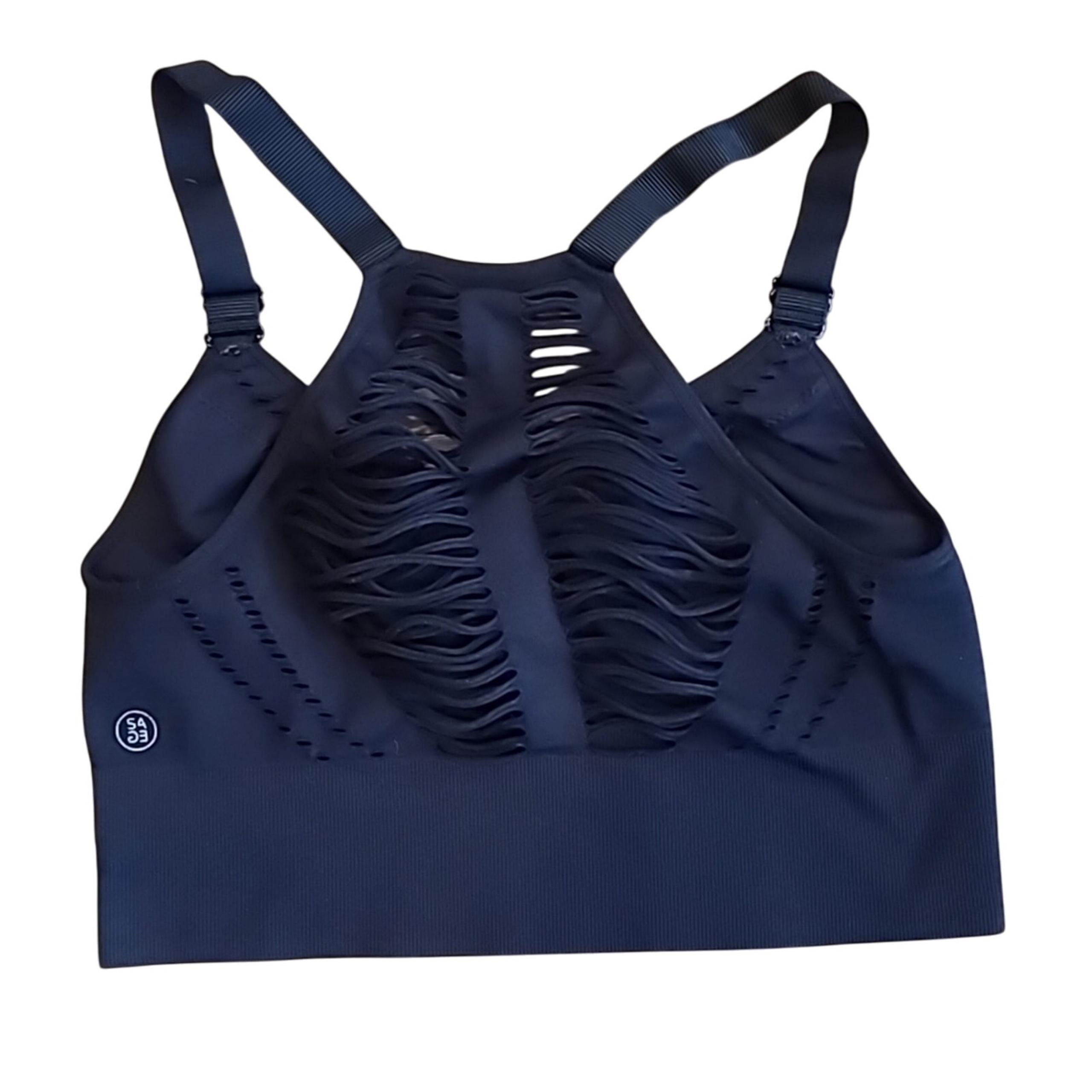 SAGE COLLECTIVE Cutout Racerback Black Adjustable Sports Bra XS